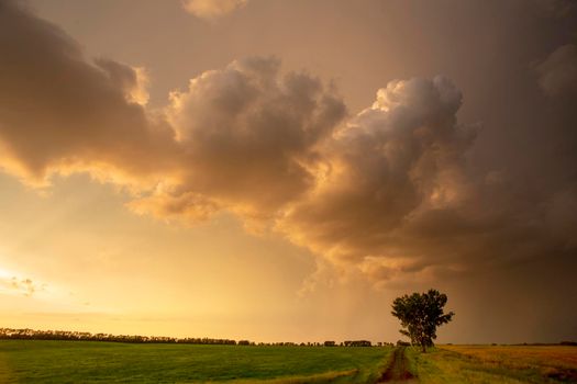 Ominous Storm Clouds Prairie Summer Rural Susnet