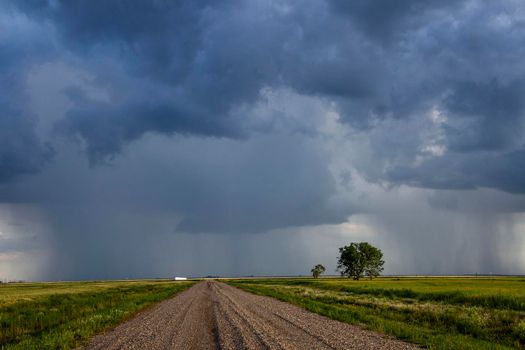 Ominous Storm Clouds Prairie Summer Rural Scene
