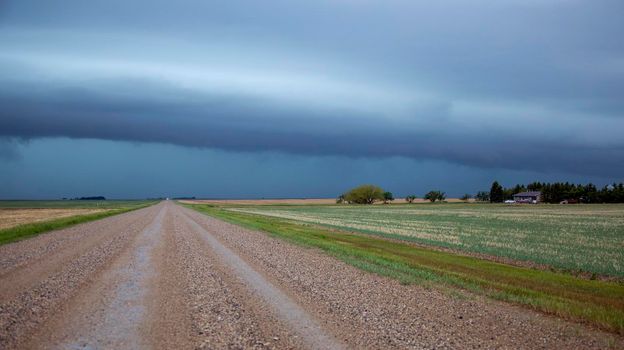 Ominous Storm Clouds Prairie Summer Rural Scene