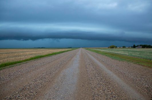 Ominous Storm Clouds Prairie Summer Rural Scene