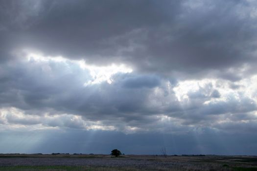 Ominous Storm Clouds Prairie Summer Rural Scene