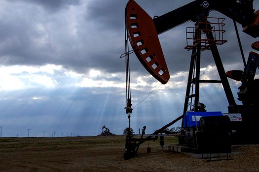 Ominous Storm Clouds Prairie Summer Pump Jack