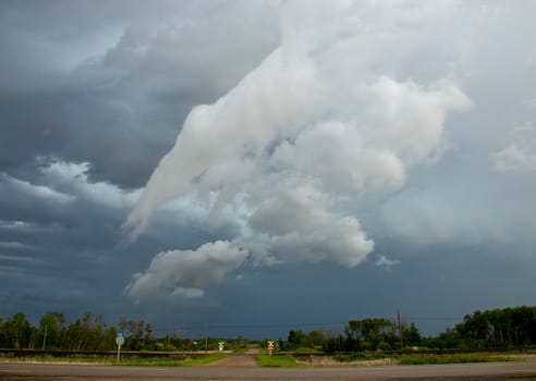 Ominous Storm Clouds Prairie Summer Rural Scene