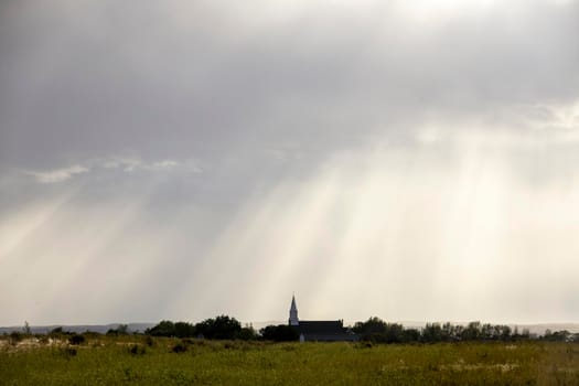 Ominous Storm Clouds Prairie Summer Rural Scene