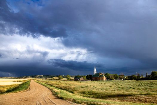 Ominous Storm Clouds Prairie Summer Country Church