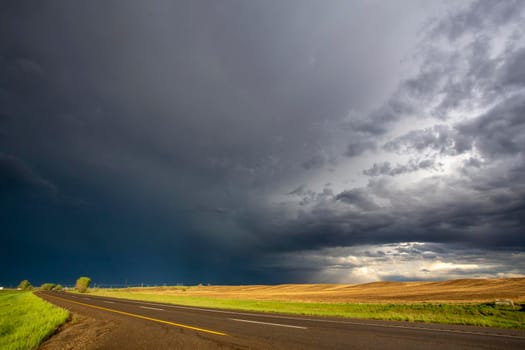 Ominous Storm Clouds Prairie Summer Rural Scene