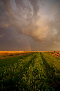 Ominous Storm Clouds Prairie Summer Rural Lightning