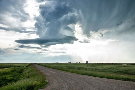 Ominous Storm Clouds Prairie Summer Rural Scene
