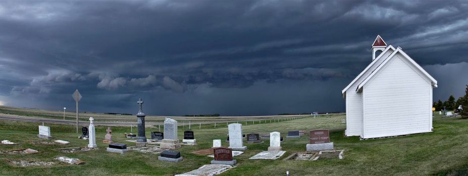 Ominous Storm Clouds Prairie Summer Country Church