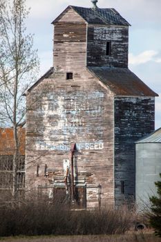 Weathered Grain Elevator in Saskatchewan Canada