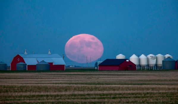 Prairie Full Moon in Saskatchewan Canada rural