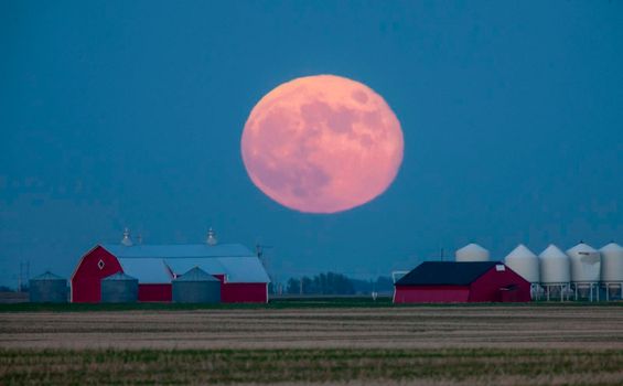 Prairie Full Moon in Saskatchewan Canada rural