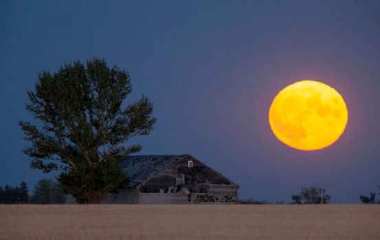 Prairie Full Moon in Saskatchewan Canada rural
