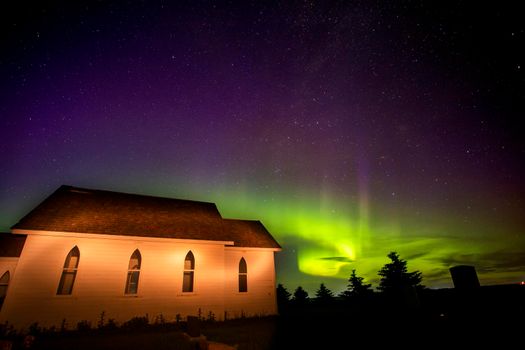 Northern Lights Country Church in Saskatchewan Canada
