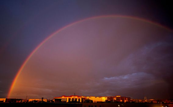 Rianbow City Edmonton storm clouds Alberta Canada