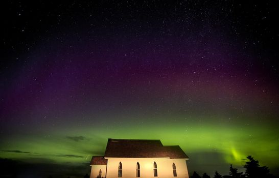 Northern Lights Country Church in Saskatchewan Canada