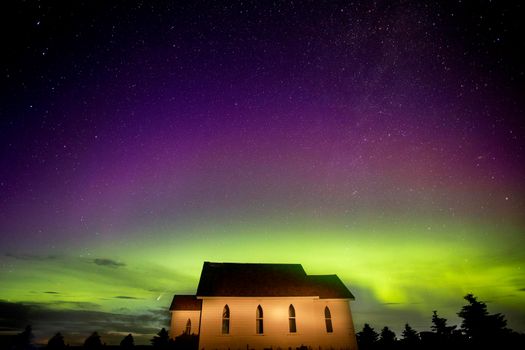 Northern Lights Country Church in Saskatchewan Canada