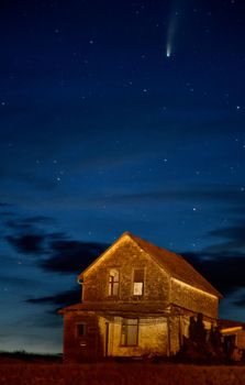 Neowise Comet and Abandoned Buildings in Saskatchewan Canada