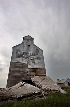 Ominous Storm Clouds Prairie Summer Grain Elevator