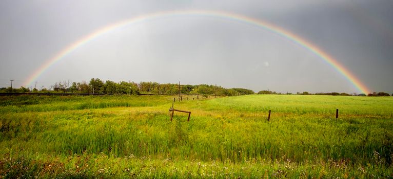 Ominous Storm Clouds Prairie Summer Rural Susnet Rainbow