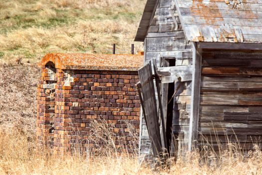 Delapitated Abandone Buildings Prairie Saskatchewan Canada old
