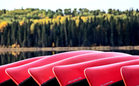 Autumn Northern Saskatchewan wilderness prestine canoe rack