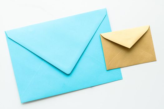 Communication, newsletter and business concept - Envelopes on marble background, message