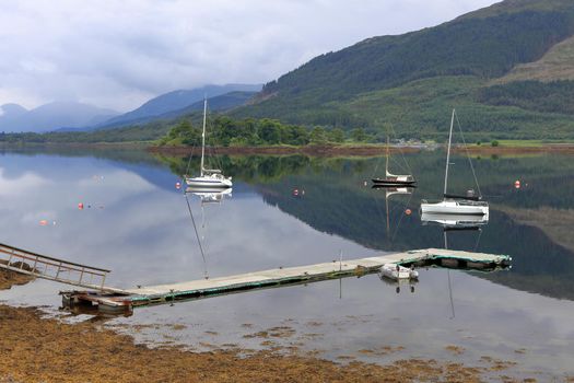 View of the lake and mountains in Scotland