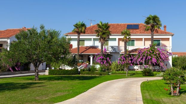 Typical houses on a park street in Croatia