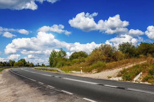 Travel by spring mountain road