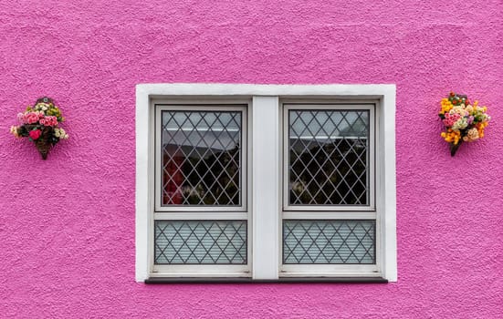 Beautiful colorful facade in old house