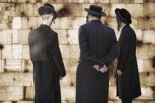 Jews praying at the Western Wall Jerusalem