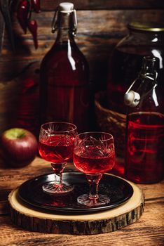 Two glasses of berry homemade nalivka