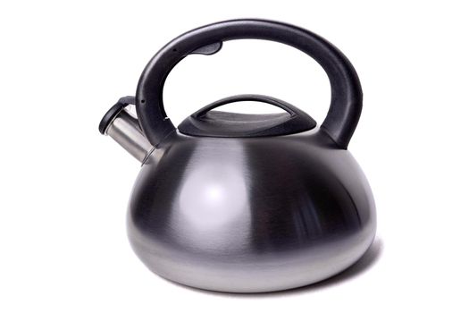 Close-Up stainless steel teapot isolated on white background