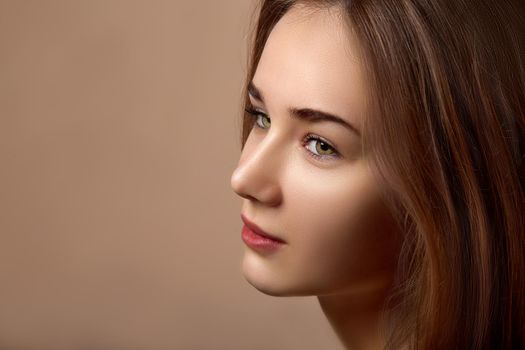 Portrait of a woman with a beautiful eye color. Sensual images of woman concept.