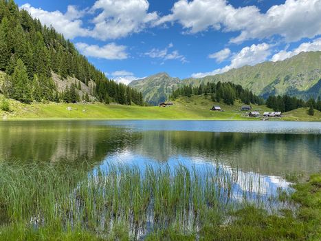 Duisitzkarsee Lake in Austria.The Duisitzkarsee is probably one of the most beautiful mountain lakes in the Schladminger Tauern.The place without  tourists after the coronavirus pandemic.