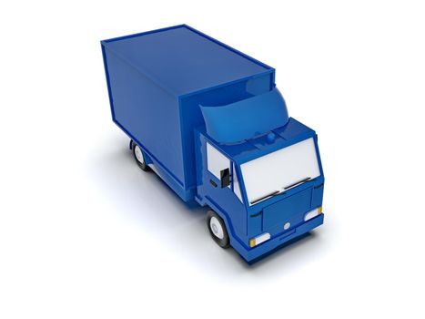 Blue Toy Commercial Delivery Truck on a White Background isolated, Template Element Infographic, Postal Truck, Express, Fast Delivery, Blue Delivery Truck Icon, Transporting Service, Packages Shipment