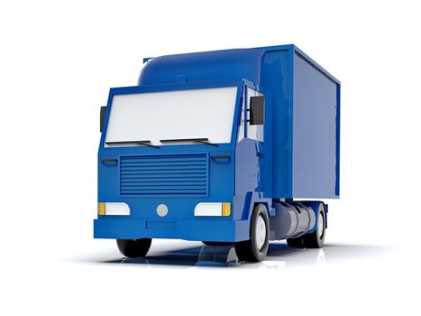 Blue Toy Commercial Delivery Truck on a White Background isolated, Template Element Infographic, Postal Truck, Express, Fast Delivery, Blue Delivery Truck Icon, Transporting Service, Packages Shipment