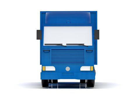 Blue Toy Commercial Delivery Truck on a White Background isolated, Template Element Infographic, Postal Truck, Express, Fast Delivery, Blue Delivery Truck Icon, Transporting Service, Packages Shipment