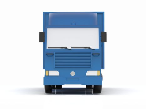 Blue Toy Commercial Delivery Truck on a White Background isolated, Template Element Infographic, Postal Truck, Express, Fast Delivery, Blue Delivery Truck Icon, Transporting Service, Packages Shipment