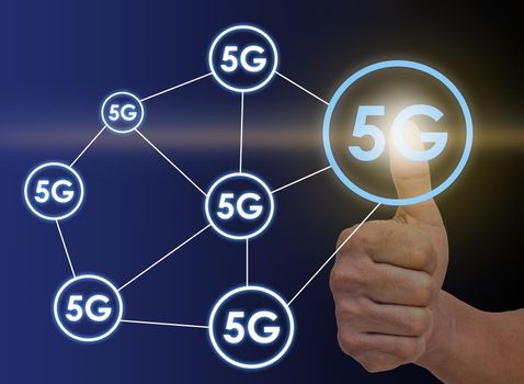 Business men thumbs up on 5G network excellence