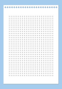 Grid paper. Dotted grid on white background. Abstract dotted transparent illustration with dots. White geometric pattern for school, copybooks, notebooks, diary, notes, banners, print, books.