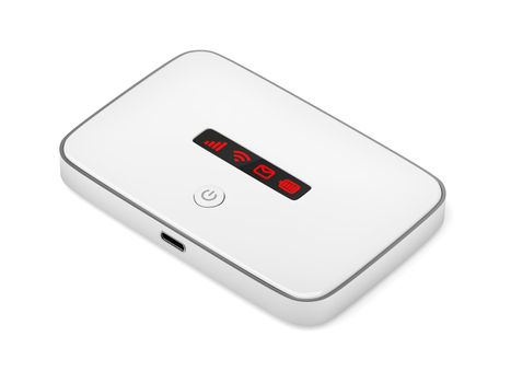 Mobile wifi router on white background