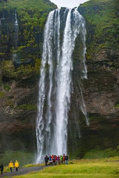 Beautiful, with cave inside Seljalandsfoss waterfall in South Iceland