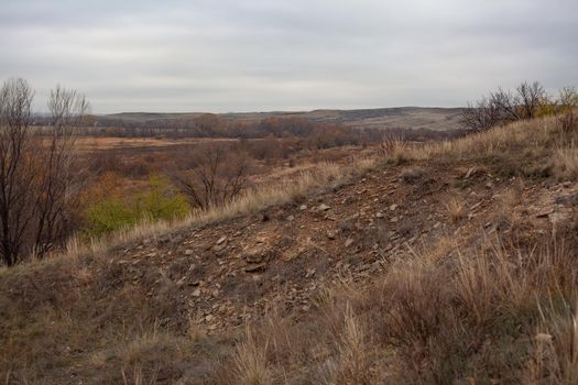 Steppes landscape ath the late autumn