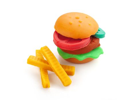 Isolated plasticine burger on the white background