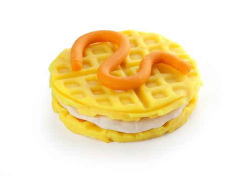 Isolated plasticine Viennese Waffles on the white background