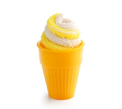 Isoleated dessert cup with plasticine whipping cream