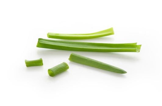 Isolated green spring onion on the white background