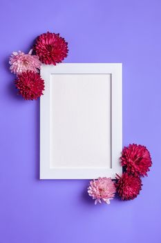 Picture frame mockup decorated with flowers